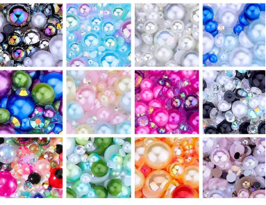 DUCrystal 3-10mm Mix Color Mix Size Flatback Resin Pearls Rhinestone for Garment Bag Shoes Home Deco Half Round DIY Crafts