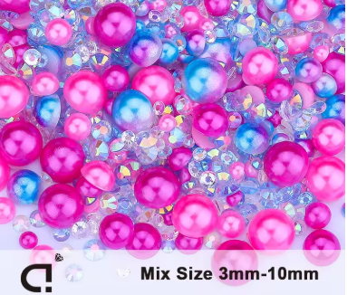 DUCrystal 3-10mm Mix Color Mix Size Flatback Resin Pearls Rhinestone for Garment Bag Shoes Home Deco Half Round DIY Crafts