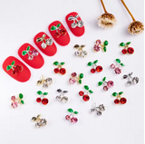 20pcs/bag 3D Cherry Nail Charms Red & Pink Cherry Nail Rhinestone Nail Gems Nail Glitter Stud Fruit Nail Slices for Nail Jewelry