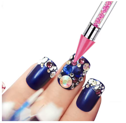 1PC Rhinestone Wax Pencil Double Head Crystal Picking Pen Crystal Handle Stone Picker Nail Art Pencil Acrylic DIY Dotting Tools