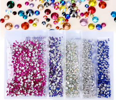 DUCRYSTAL 1440pcs/pack Mix size SS6-SS20 Rhinestones Flatback Non Hotfix Glass Glitter Crystal Rhinestones for Clothing&Nail Art