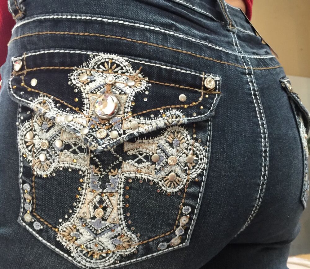 Ladies jean designed with rhinestones