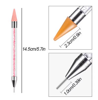 1PC Rhinestone Wax Pencil Double Head Crystal Picking Pen Crystal Handle Stone Picker Nail Art Pencil Acrylic DIY Dotting Tools